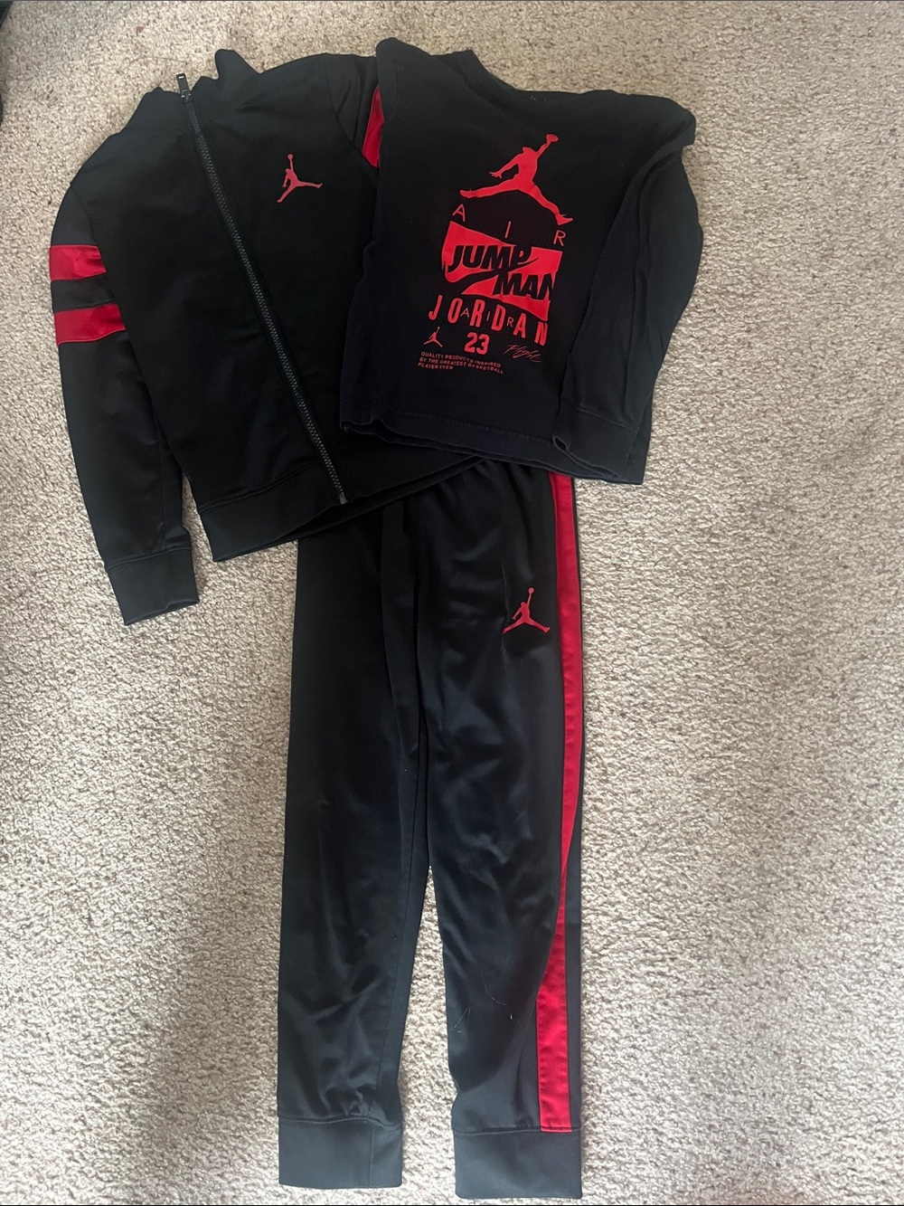 Jordan Black & Red Jumpman 3-Piece Tracksuit Set
